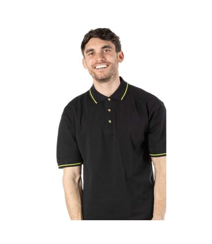 Kustom Kit Mens St. Mellion Mens Short Sleeve Polo Shirt (Black/Lime)