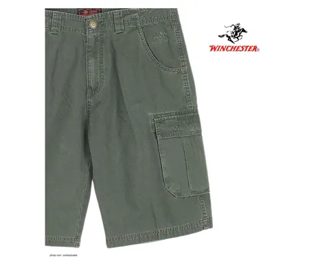 Bermuda homme WINCHESTER IDAHO1 vert olive : le short cargo multi-poches ultra-résistant