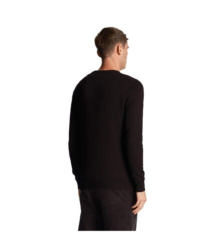 Mens cotton merino crew neck sweater jet black Lyle & Scott