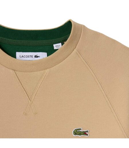 Womens/ladies Pique Crew Neck Sweatshirt Beige Lacoste