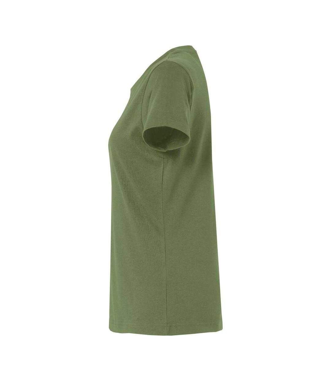 Womens/ladies Plain T-shirt Army Green Clique-3