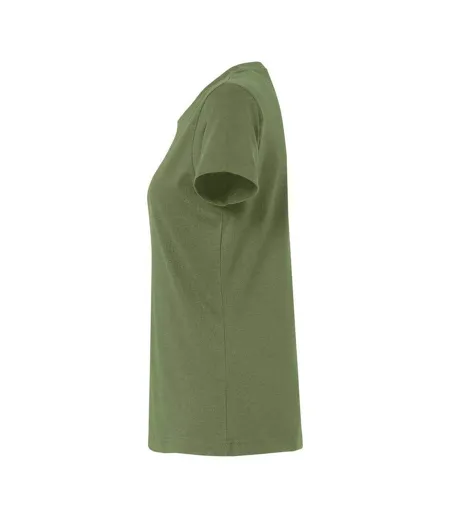 Womens/ladies Plain T-shirt Army Green Clique