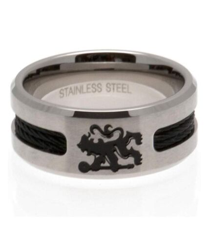Chelsea FC Black Inlay Ring (Silver) (Small) - UTTA1724
