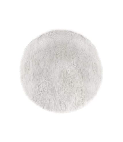 Tapis de Salon Fourrure Cercle 90cm Blanc