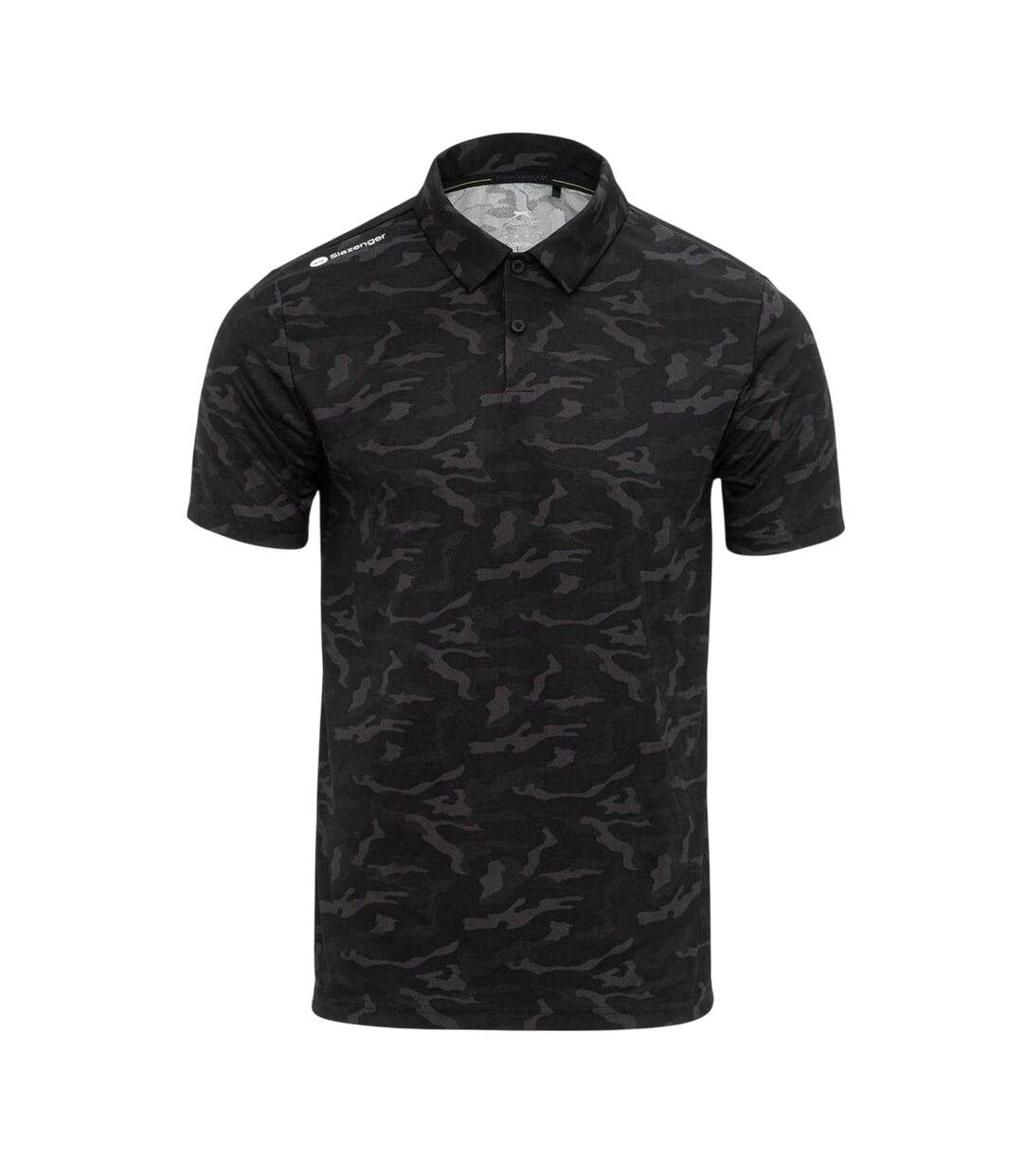 Mens All-over Print Lightweight Polo Shirt Black Grey Slazenger-1