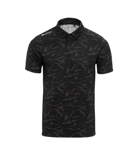 Mens All-over Print Lightweight Polo Shirt Black Grey Slazenger