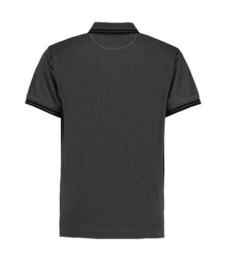 Kustom Kit Mens Tipped Classic Polo Shirt (Charcoal/Black)