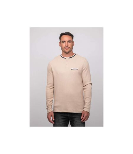 T shirt manches longues gaufré col tunisien coton JOTENDO