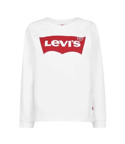 Womens/ladies Batwing Logo Crew Neck Sweatshirt White Levis