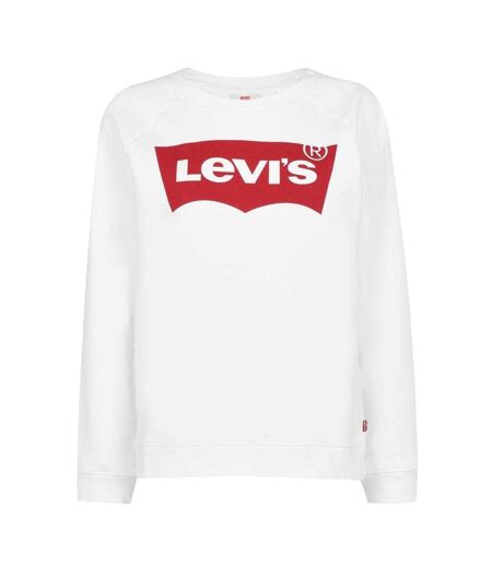Womens/ladies Batwing Logo Crew Neck Sweatshirt White Levis