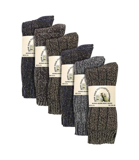 Mens 6 Pack Ribbed Alpaca Boot Socks