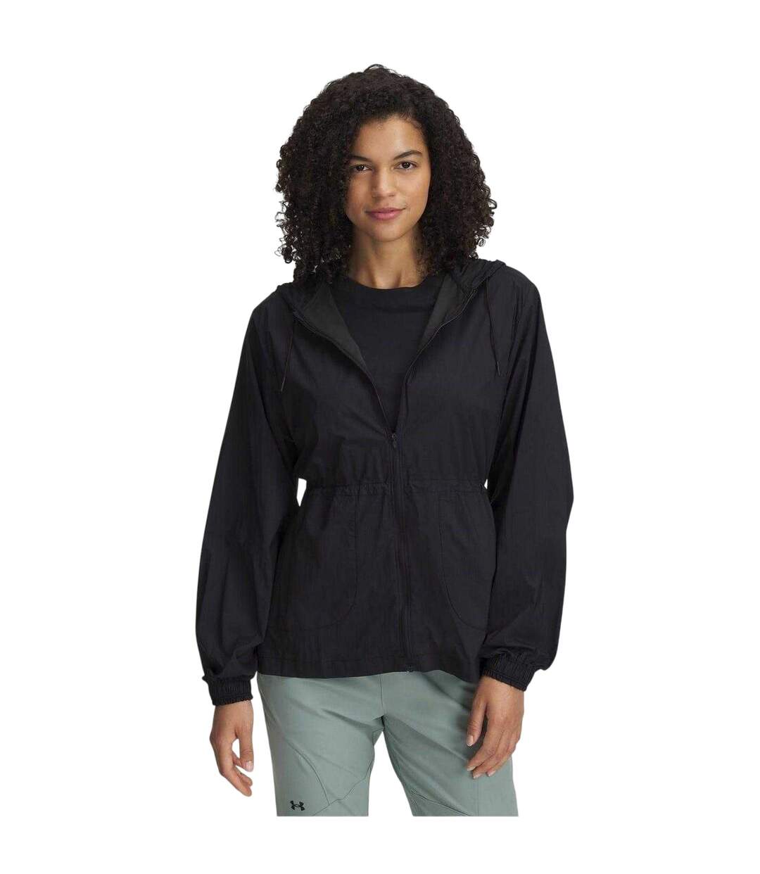 Womens/ladies Cinched Waist Long-sleeved Hooded Jacket Black Under Armour-2