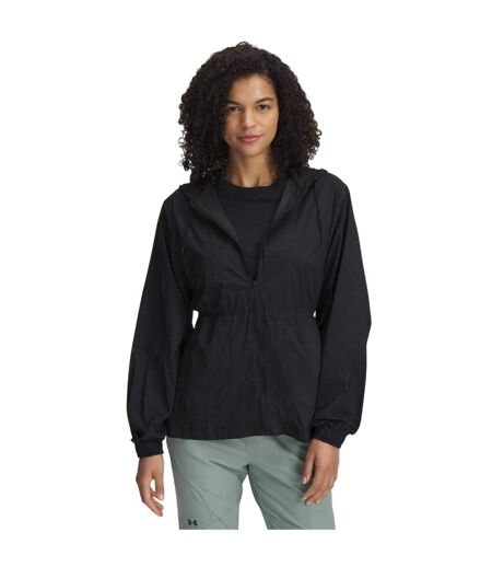 Womens/ladies Cinched Waist Long-sleeved Hooded Jacket Black Under Armour