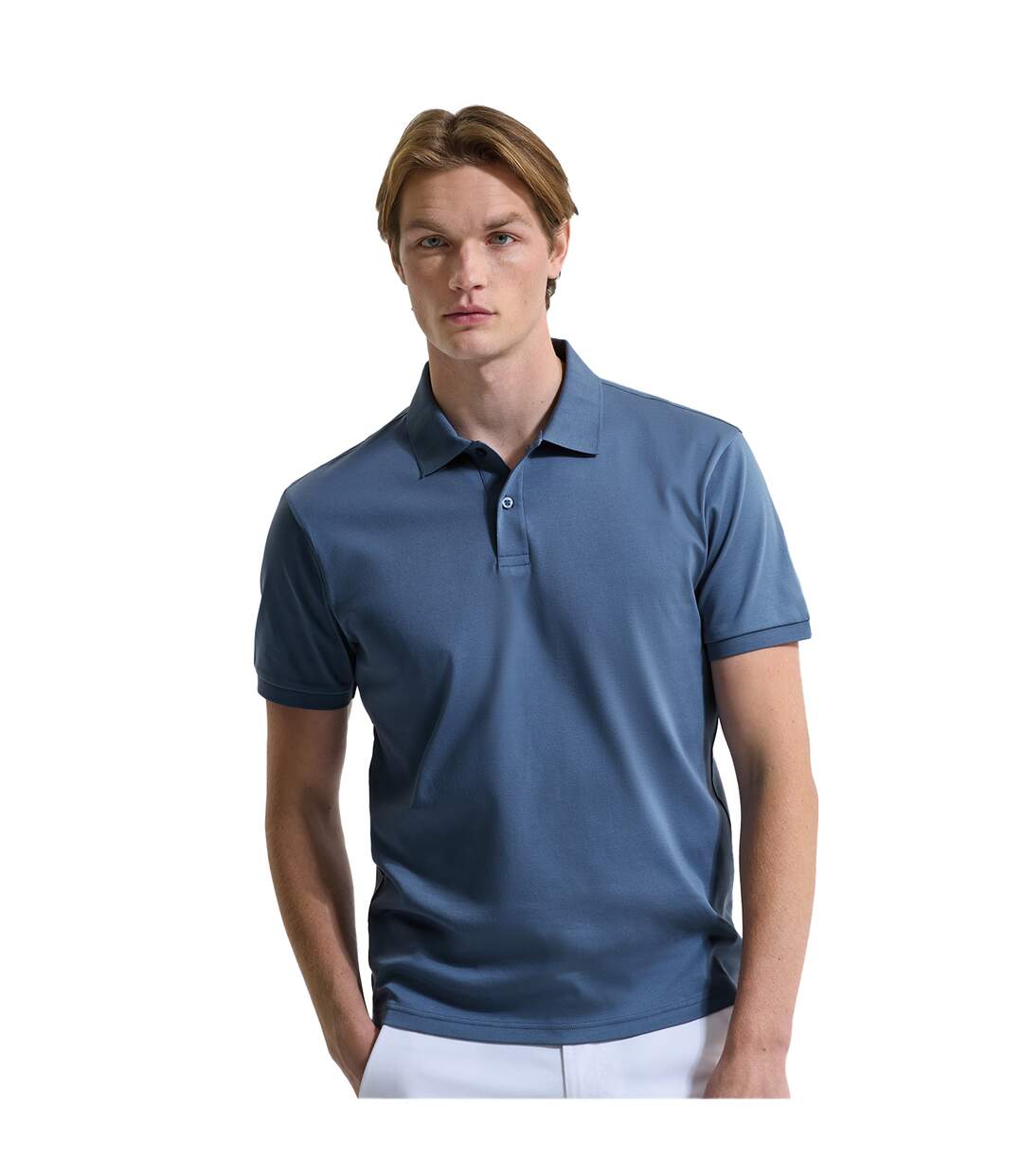 Mens Premium Mercerised Cotton Polo Shirt Blue Steel Asquith & Fox-4