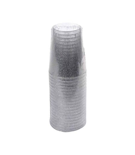 Lot de 20 Verres en Plastique Réutilisable Paillettes 20cl Argent