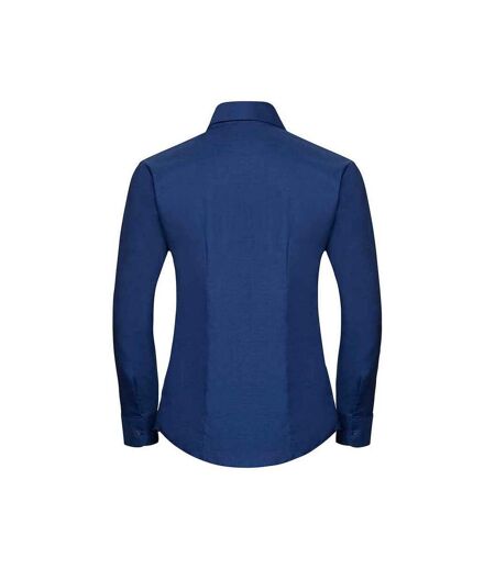 Womens/ladies Oxford Easy-care Long-sleeved Shirt Bright Royal Blue Russell