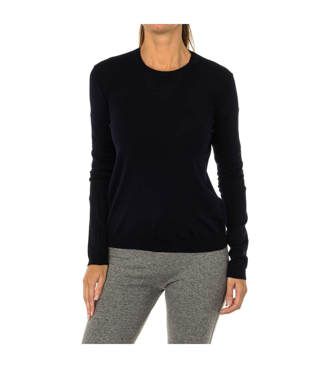 Women's long-sleeved round neck sweater 7V5MY3-2M1DZ