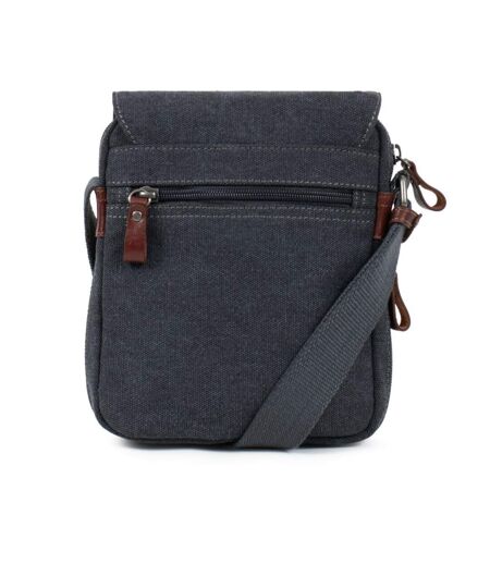 Sacoche bandoulière homme en toile et cuir bleu marine - multi-poches, poignée et bandoulière réglable