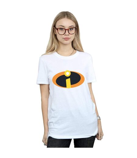 Disney Womens/Ladies The Incredibles Costume Logo Cotton Boyfriend T-Shirt (Blanc) - UTBI48837