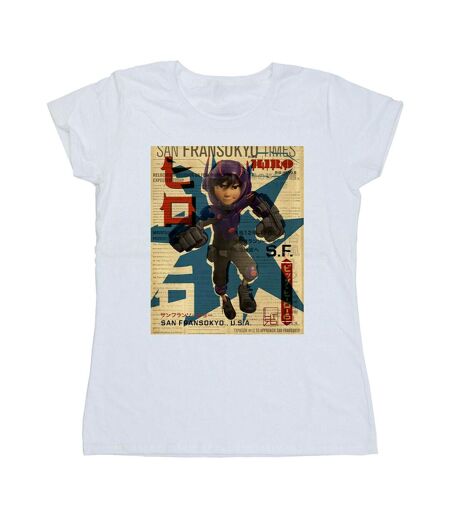 Disney - T-shirt BIG HERO BAYMAX HIRO NEWSPAPER - Femme (Blanc) - UTBI13077