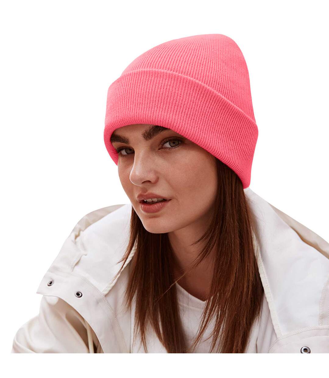 Bonnet Adulte Rose Fluo Beechfield-3