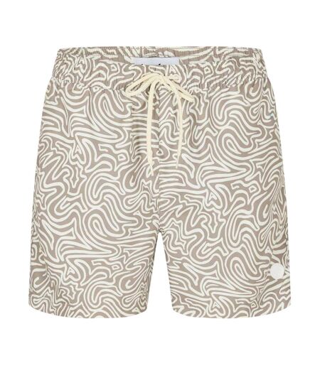Short De Bain Motif/style Abstrait Homme Taupe Threadbare