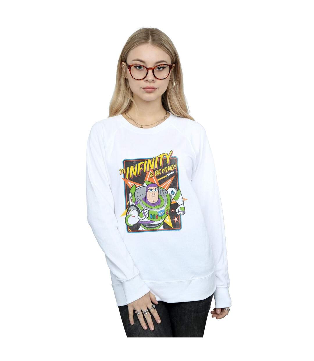 Disney Sweatshirt Womens/Ladies Toy Story 4 Buzz To Infinity (Blanc) - UTBI42051-2