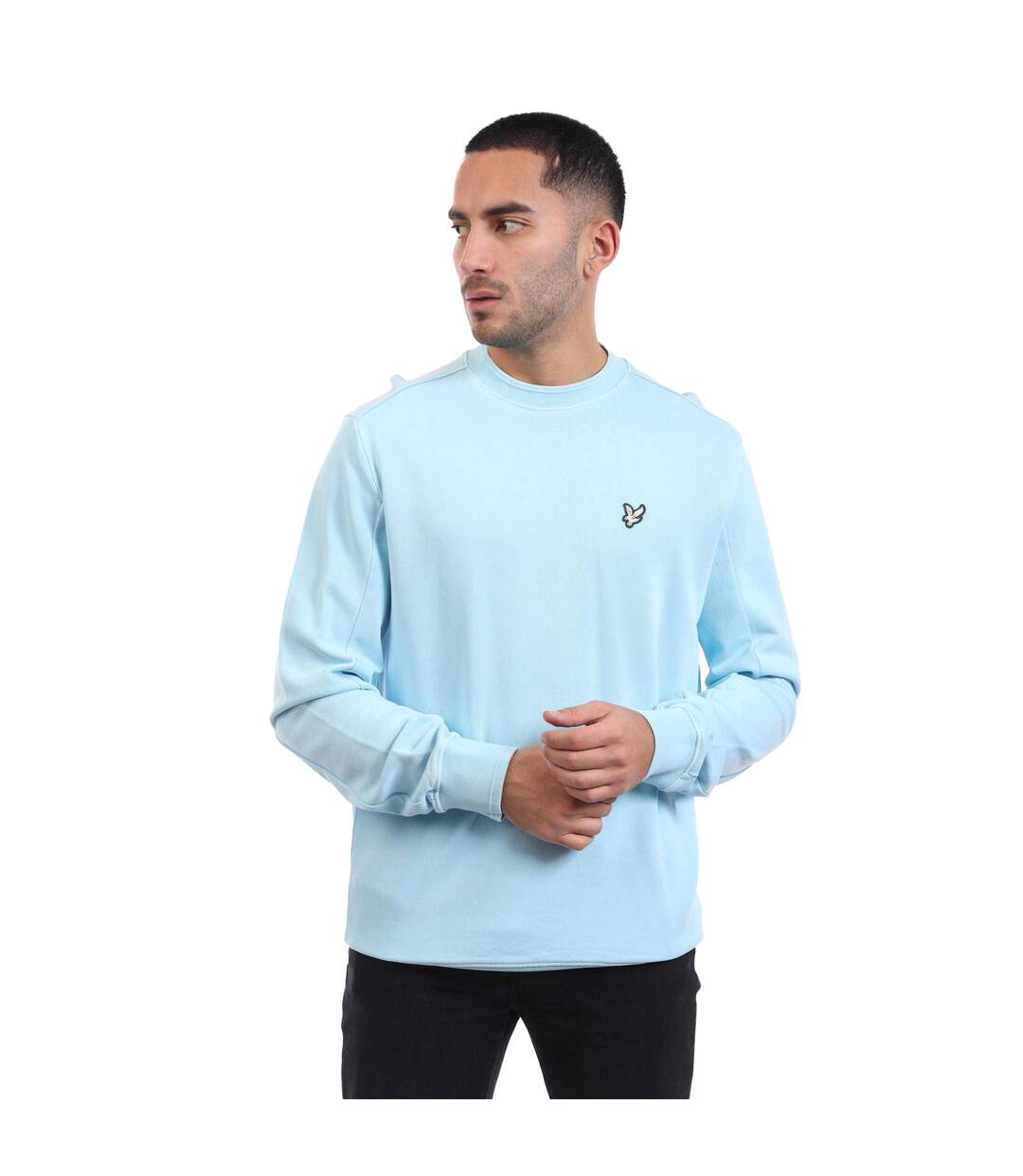 Mens Natural Dyed Crew Neck Sweatshirt Blue Lyle & Scott-2