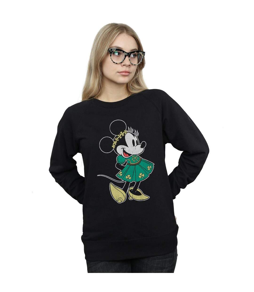 Disney Sweatshirt Minnie Mouse St Patrick's Day Womens/Ladies (Noir) - UTBI27926-2