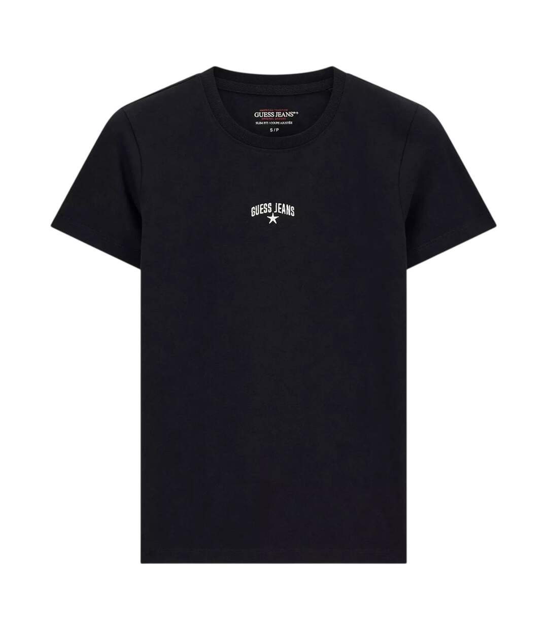 Womens/ladies Star Print Slim T-shirt Jet Black Guess-1
