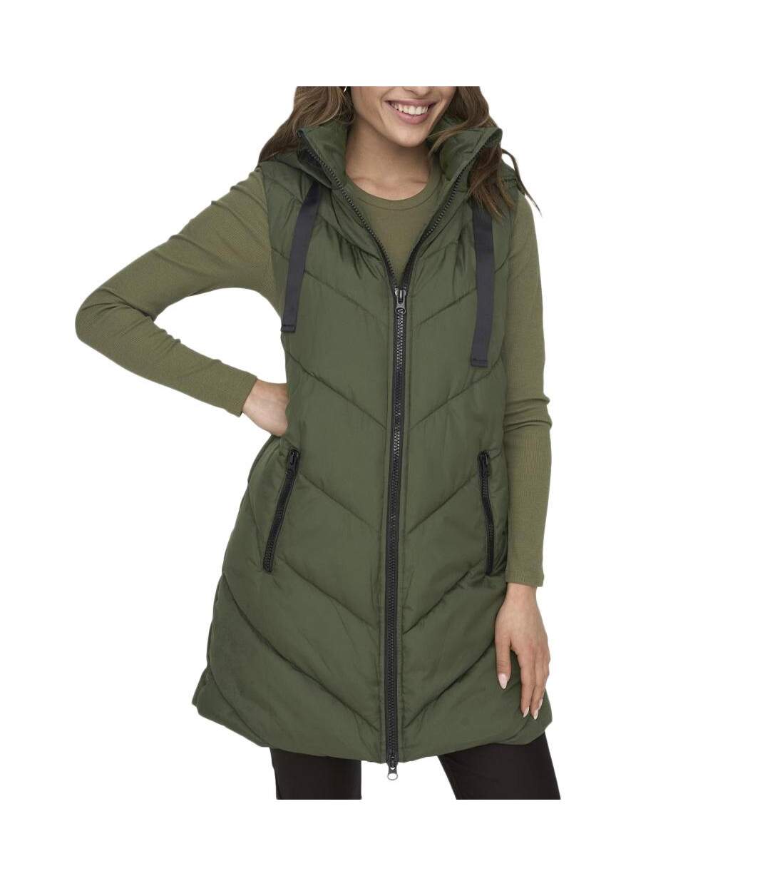 Doudoune sans manche kaki femme jdy padded waistcoat-1