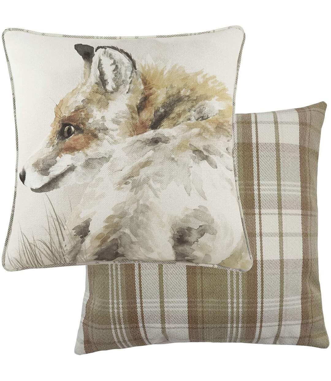 Watercolour fox cushion cover one size off white/brown/orange Evans Lichfield-2