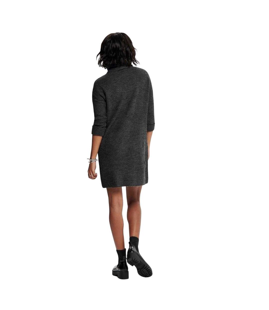 Robe Pull Femme Gris Foncé Chiné Only-3