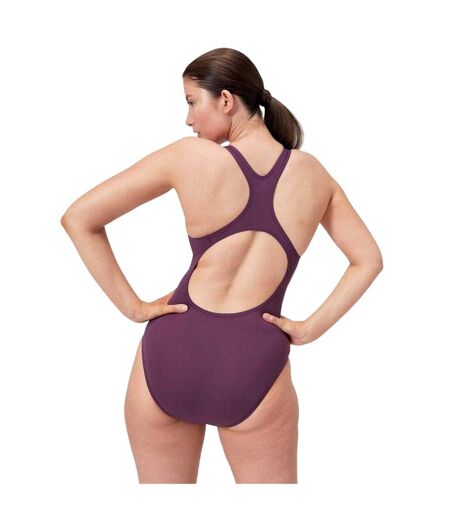 Womens/ladies Medalist Digital Print One Piece Swimsuit Plum Red Speedo