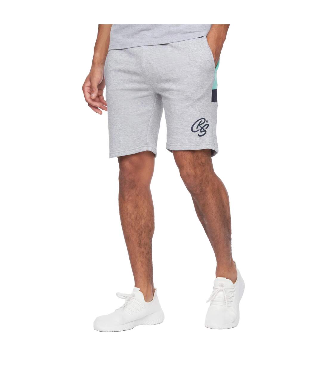 Mens maxmore top & shorts set grey marl Crosshatch-3