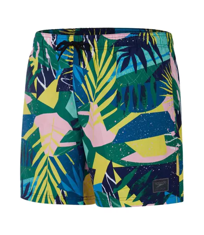 Short De Bain Style Imprimé Feuille Leisure Homme Jaune Bleu Vert Speedo