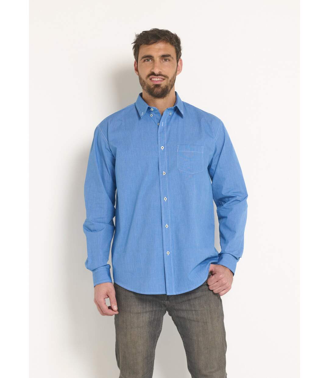Chemise manches longues en chambray-1
