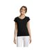 Womens/ladies Moon V Neck T-shirt Deep Black SOLS-2