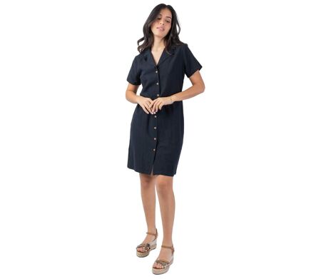 Robe courte style tailleur Albertine unie noire Coton Du Monde
