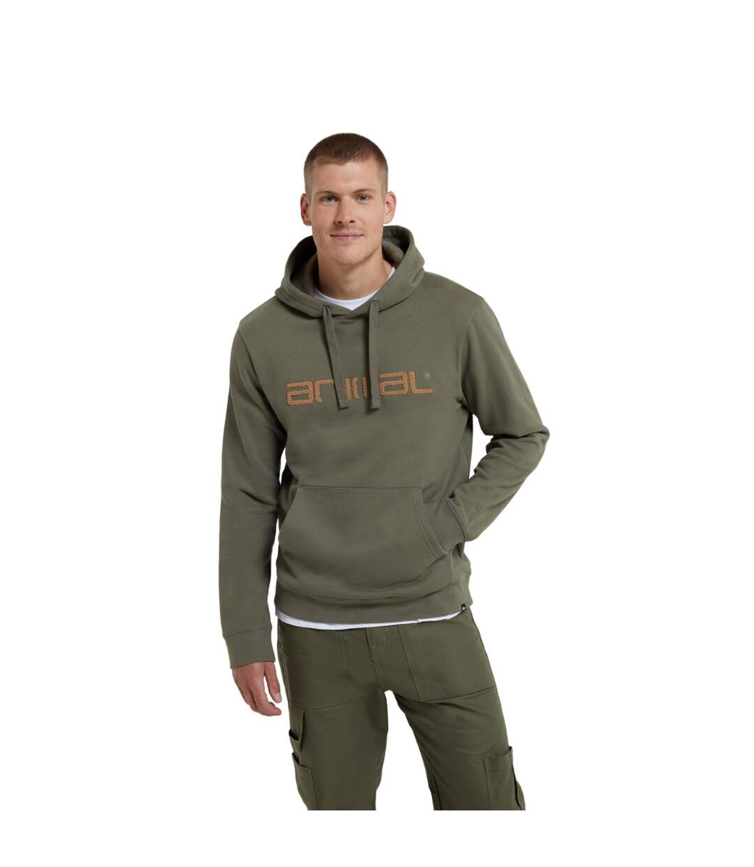 Mens driver organic hoodie khaki green Animal