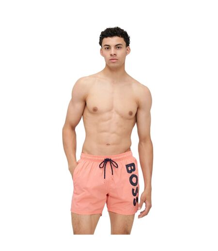 Mens Octopus Bold Logo Swim Shorts Bright Pink Boss