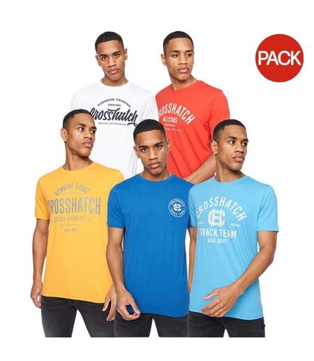 T-shirts Weymouth Homme Blanc Rouge Jaune Bleu Roi Bleu Clair Crosshatch