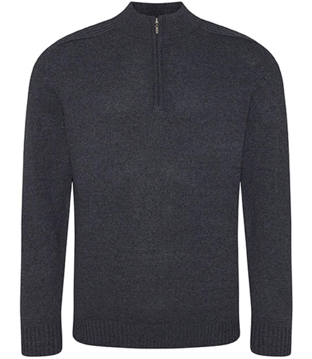 Pull col zippé homme - EA061 - gris foncé