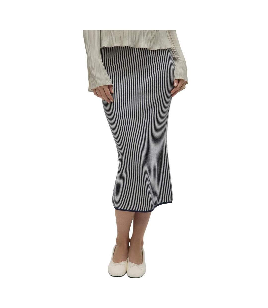 Jupe marine à rayures femme vero moda gold pinstripe-1