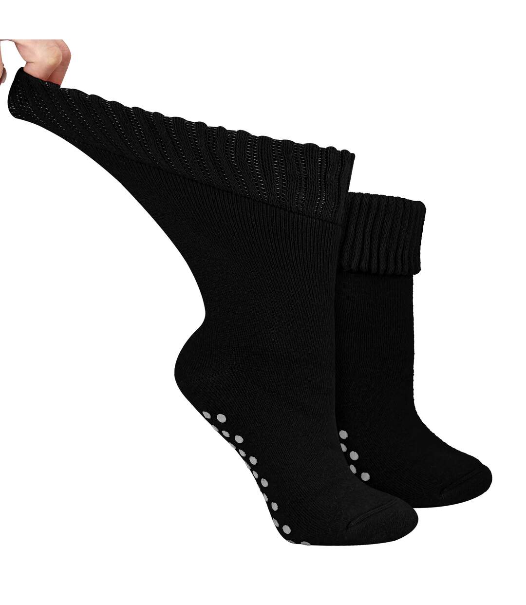 Ladies Extra Wide Winter Bed Socks with Grips | Non Slip Thermal Sleep Socks-1