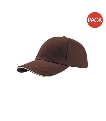 Lot de 2  casquettes en coton épais adulte marron Atlantis