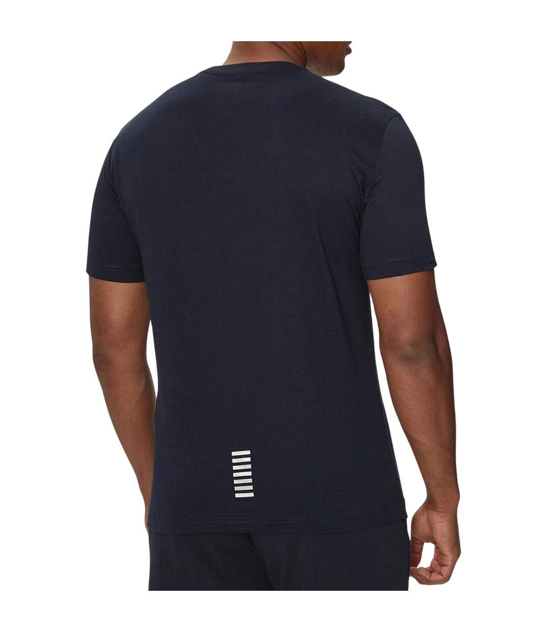 Mens Cotton Slim T-shirt Navy Silver Emporio Armani EA7-2