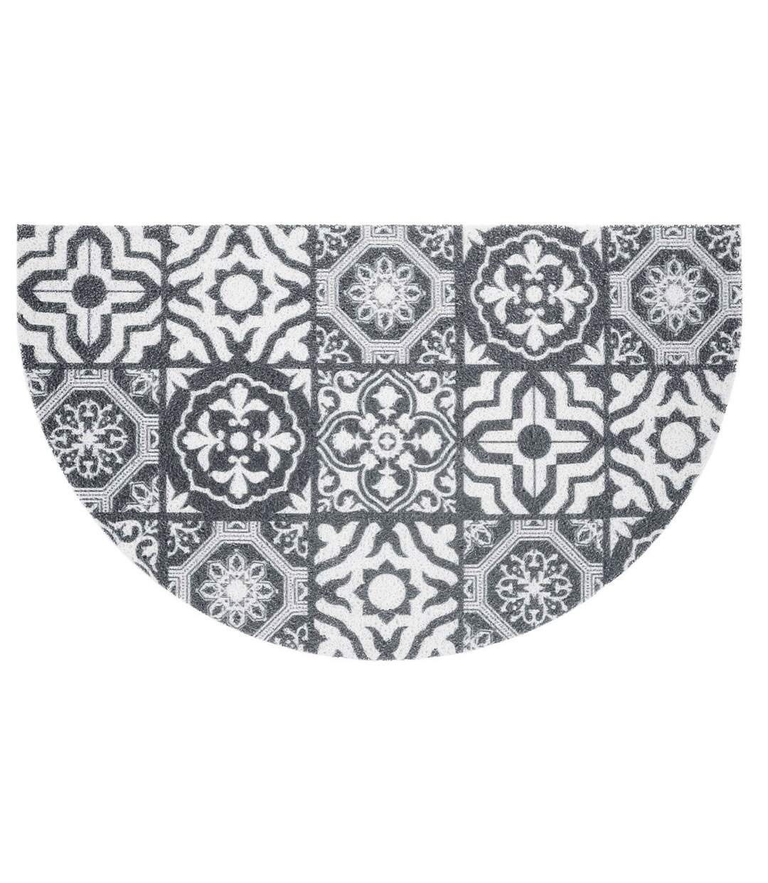 Tapis d'Entrée Demi-Lune Lisbonne 45x75cm Gris-1