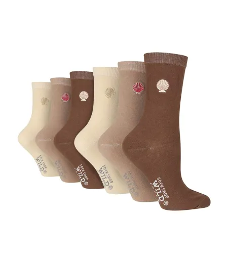 6 Pairs Ladies Multipack Black Novelty Socks: Embroidered Crew Cotton Socks