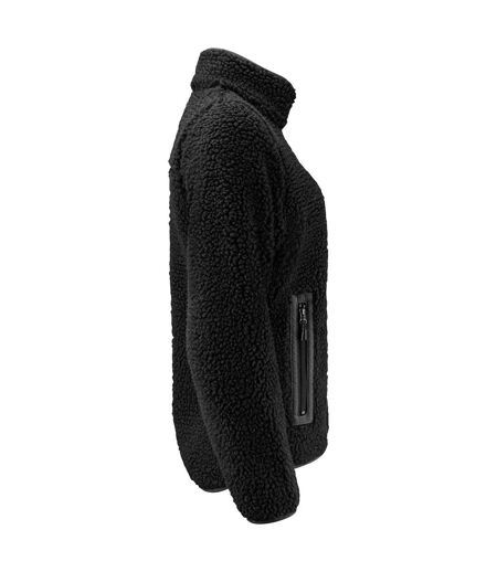 Womens/ladies Kingsley Sherpa Fleece Jacket Black James Harvest